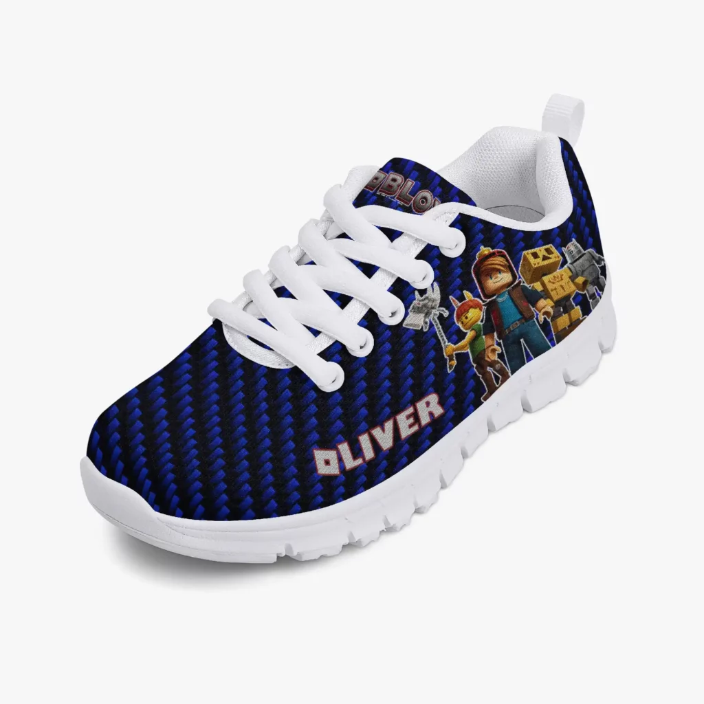 Personalized Roblox Video Game Blue Shoes for Boys Lightweight Mesh Blue Sneakers