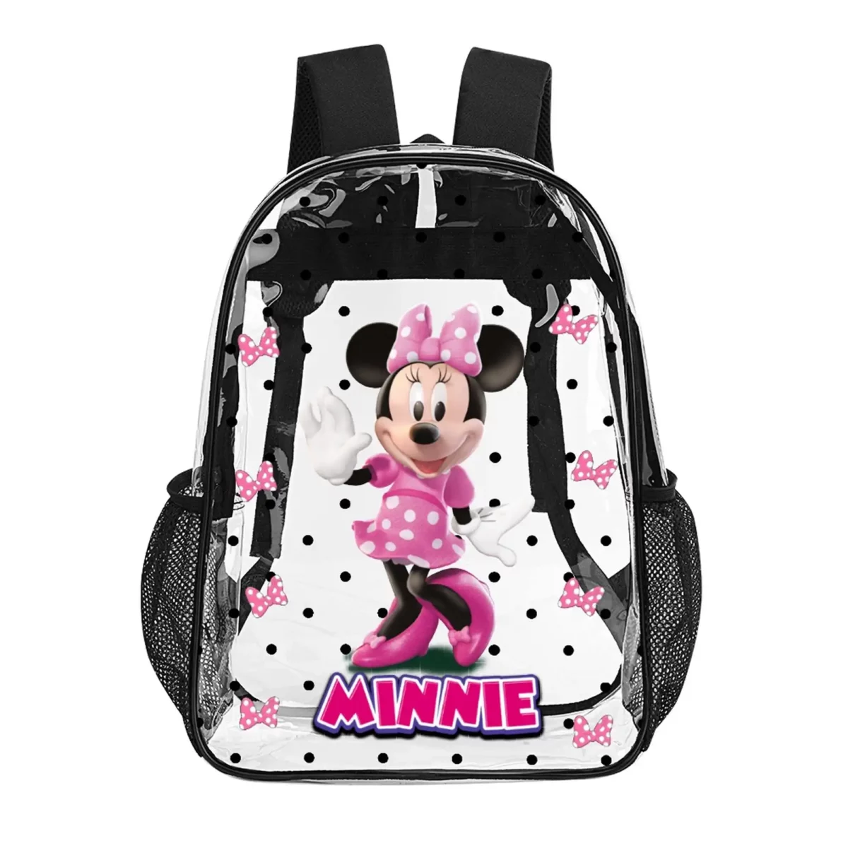 Minney Mouse Personalized Transparent Backpack – 17 Inches Clear Book Bag Cool Kiddo 14