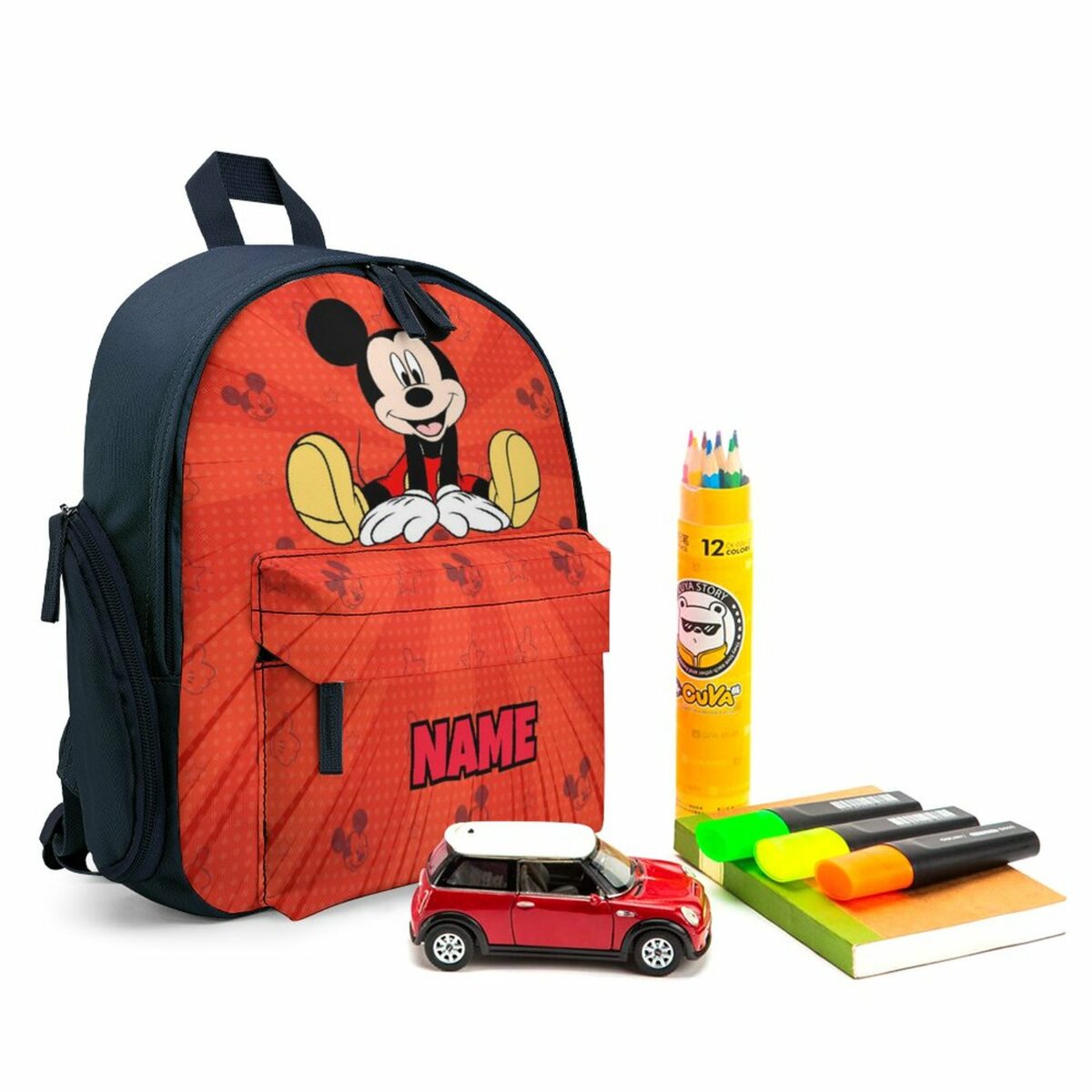 Personalized Mickey Mouse Blue and Orange Children’s School Bag – Toddler’s Backpack Cool Kiddo 14
