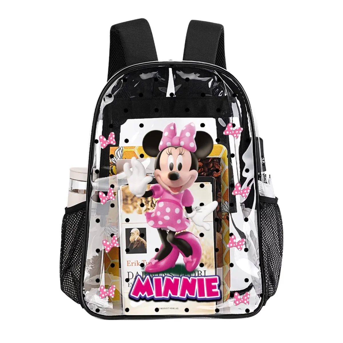 Minney Mouse Personalized Transparent Backpack – 17 Inches Clear Book Bag Cool Kiddo 20