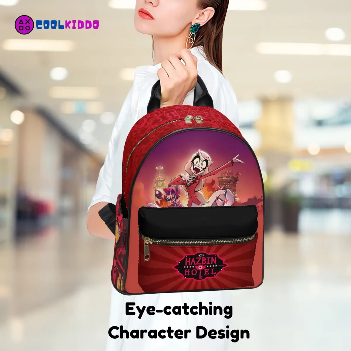 Hazbin Hotel Characters Print Mini Leather Backpack for Girls/Youth Cool Kiddo 22