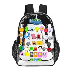 Personalized Battle for Dreams Island Clear Backpack Transparent Book Bag 17 inch Cool Kiddo