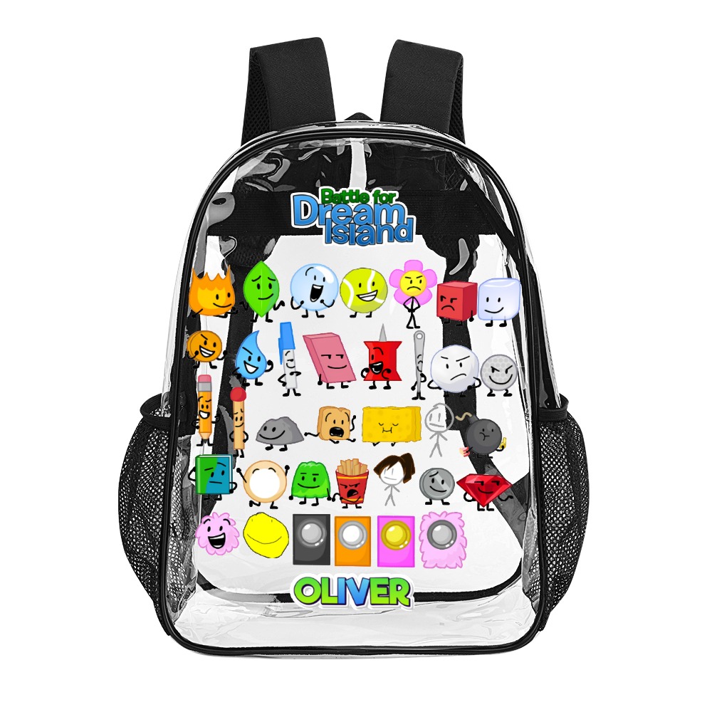 Personalized Battle for Dreams Island Clear Backpack Transparent Book Bag 17 inch Cool Kiddo 10