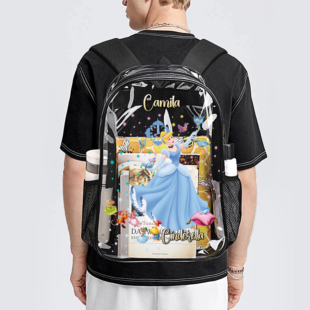 Personalized Disney’s Cinderella – Transparent Bag 17-inch 2024 New Clear Backpack Cool Kiddo 20