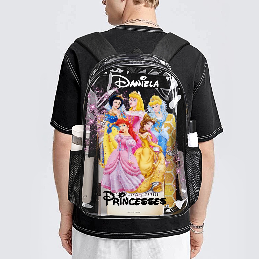 Personalized Disney Princesses Transparent 17-Inch Clear Backpack – Stylish and Functional for All Occasions 🎒👑 Cool Kiddo 14