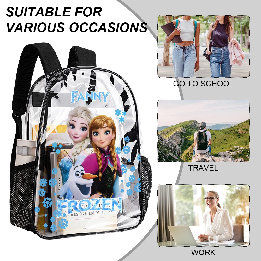 Personalized Disney’s Princesses from Frozen – Transparent Bag 17 inch 2024 New Clear Backpack Cool Kiddo 20