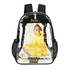 Belle from The Beauty and the Beast – Transparent Bag 17 inch 2024 New Clear Backpack Cool Kiddo