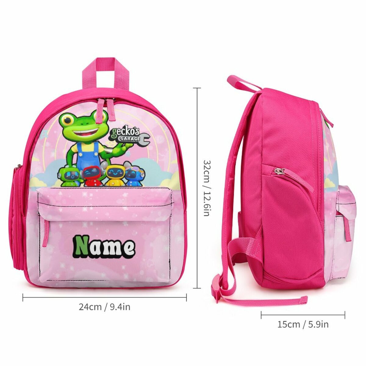 Personalized Gecko’s Garage Pink Children’s School Bag – Toddler’s Backpack Cool Kiddo 12