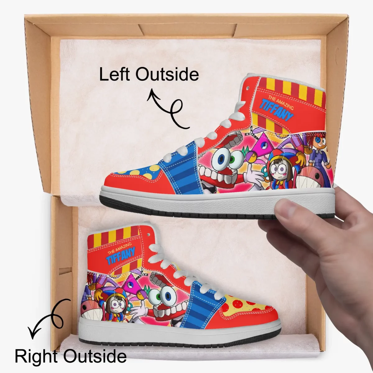 Personalized Name The Amazing Digital Circus Inspired High-Top Shoes, Leather Sneakers for Kids Cool Kiddo 22