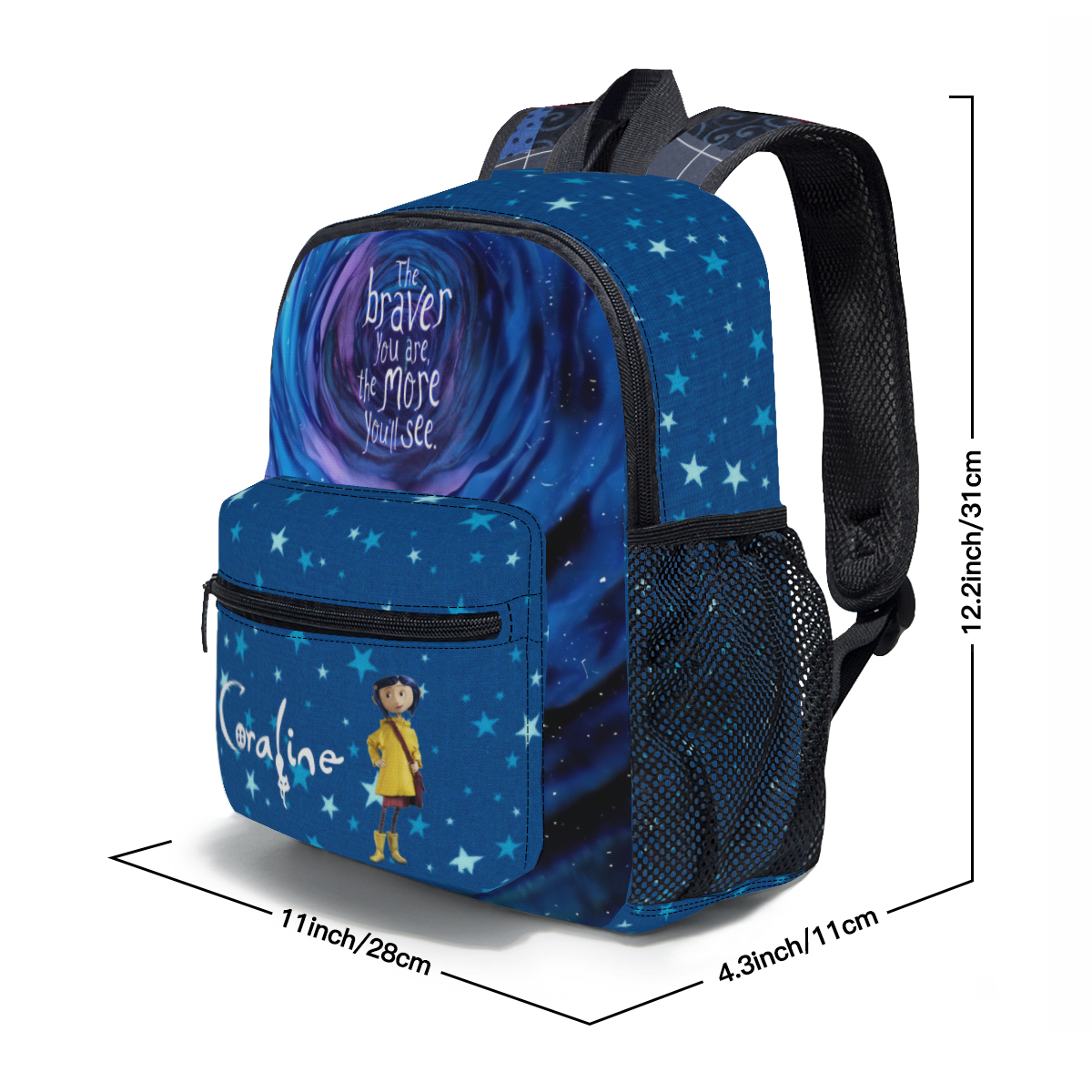 Custom Coraline Student Schoolbag Inspired in Movie Character – Polyester Backpack for kids/youth Cool Kiddo 12