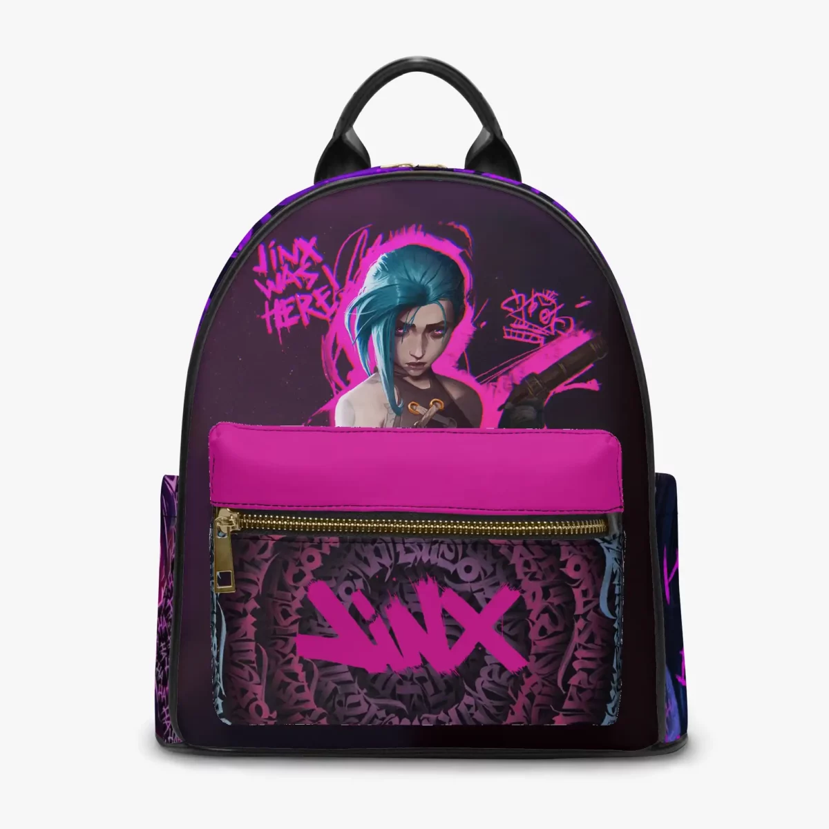 Jinx Character LoL Art Graffiti Style Mini Leather Backpack for Girls/Youth Cool Kiddo 24