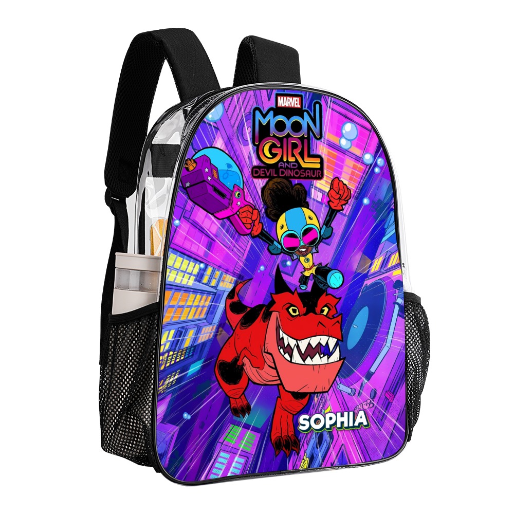 Personalized Moon Girl and The Devil Dinosaur Clear Backpack  – Transparent Bag 17-inch 2024 New Cool Kiddo 12