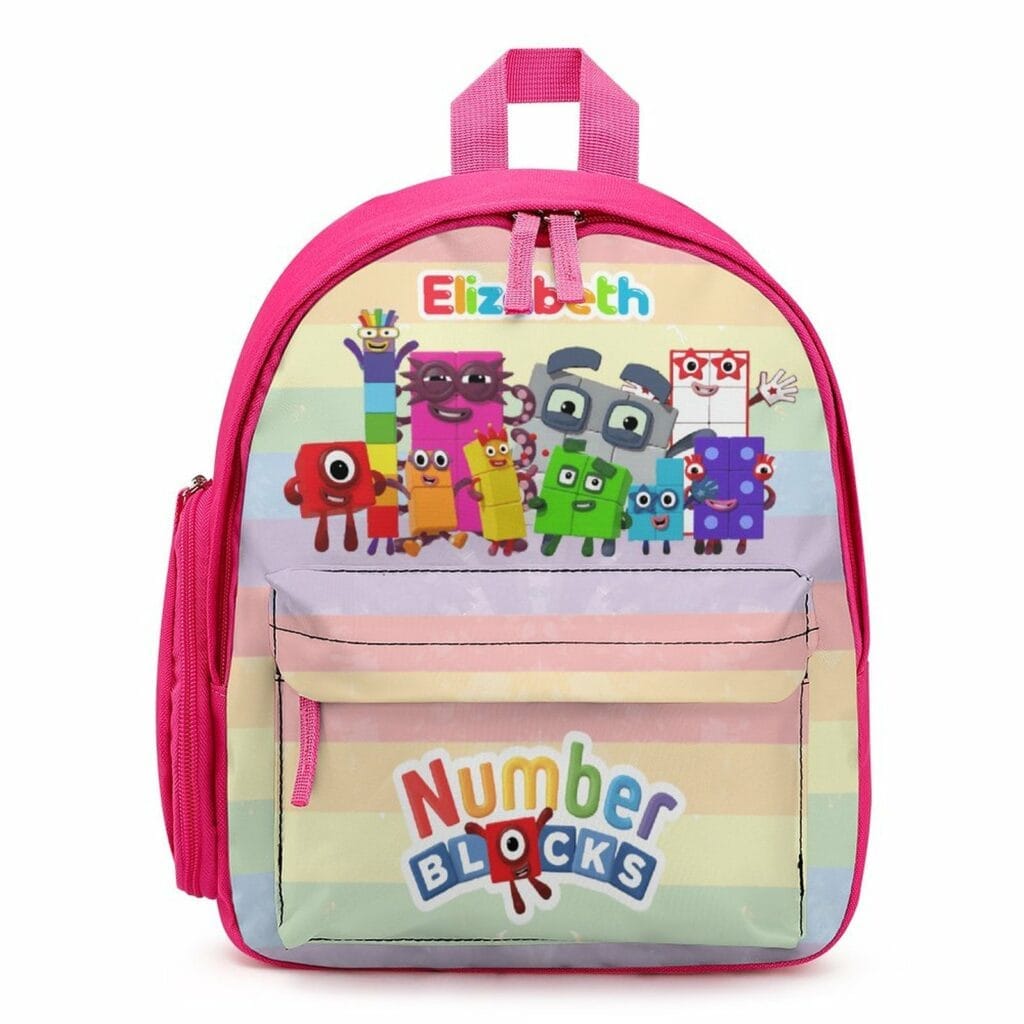 Kids Cartoon Number Blocks Backpack, Vibrant Personalized School Bag and Travel Daypack for Boys and Girls Cool Kiddo Personalized Number Blocks Children's School Bag - Pink Toddlers Backpack