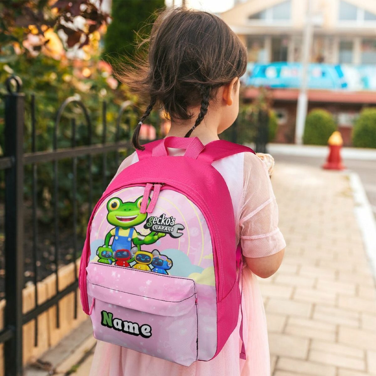 Personalized Gecko’s Garage Pink Children’s School Bag – Toddler’s Backpack Cool Kiddo 18