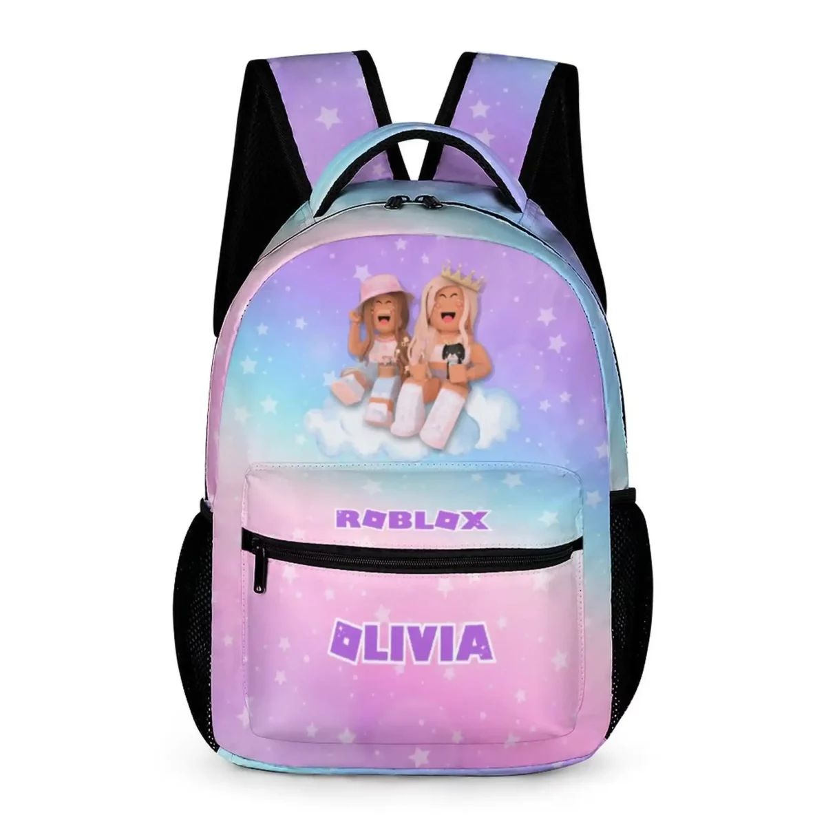 Personalized Pink and Purple, Roblox Avatars Girls Backpack with Customizable Name Cool Kiddo 12