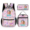 Personalized Like Nastya Youtube Channel – Three piece set combination – Backpack, Lunch Bag and Pencil Pouch Cool Kiddo 28