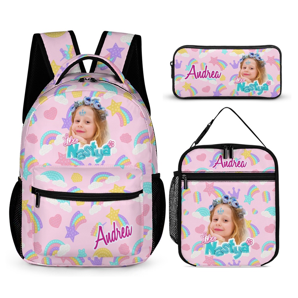 Personalized Like Nastya Youtube Channel – Three piece set combination – Backpack, Lunch Bag and Pencil Pouch Cool Kiddo 10