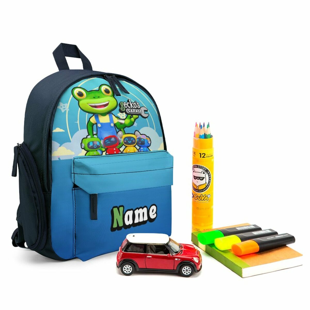 Personalized Gecko’s Garage Characters Blue Children’s School Bag – Toddler’s Backpack Cool Kiddo 14