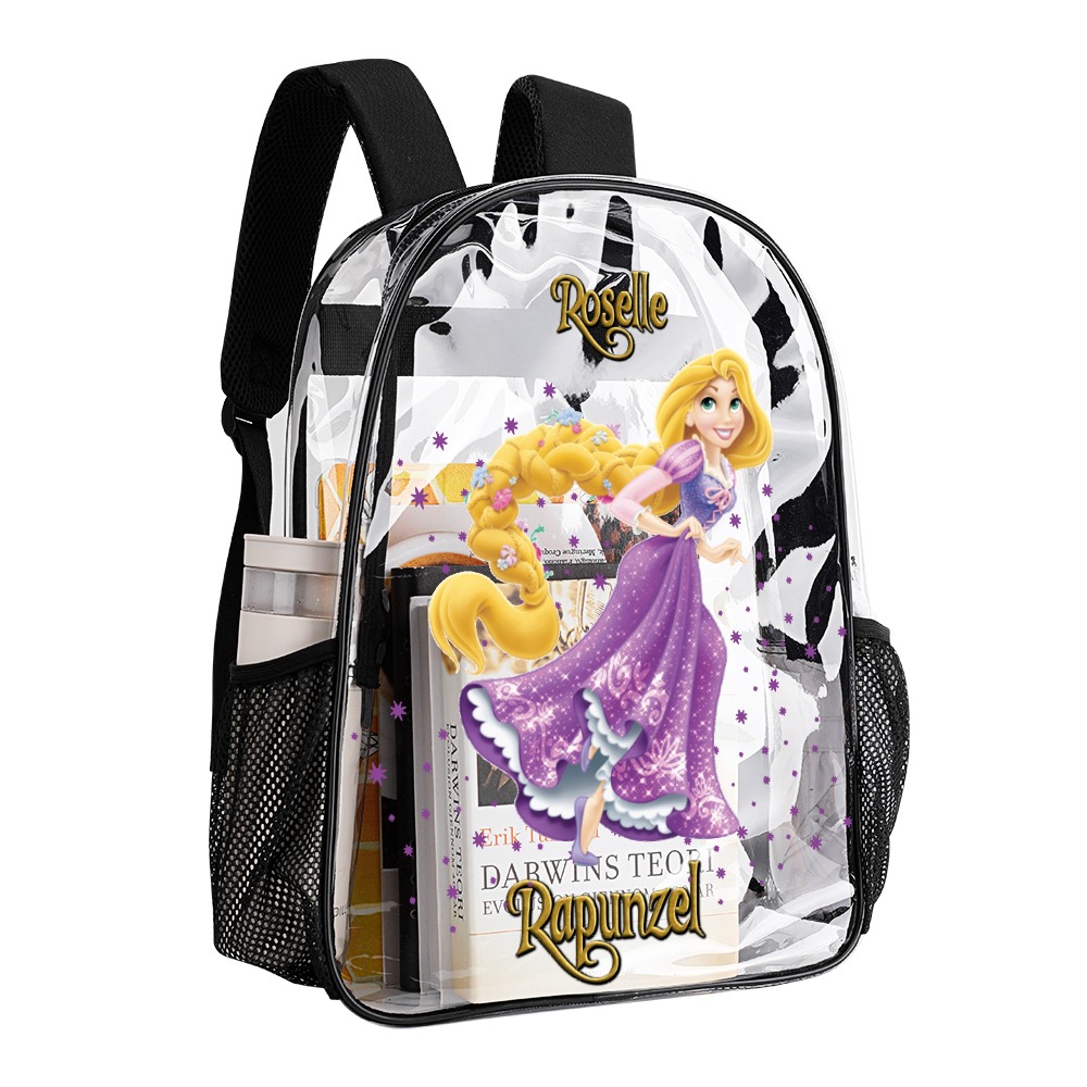 Personalized Disney’s Rapunzel – Transparent Bag 17-inch 2024 New Clear Backpack Cool Kiddo 12
