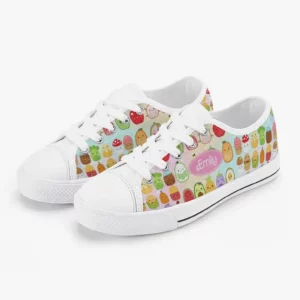 Personalized Squishmallows Food Canvas Low-Top Sneakers for kids. Colorful Casual Shoes Cool Kiddo 10