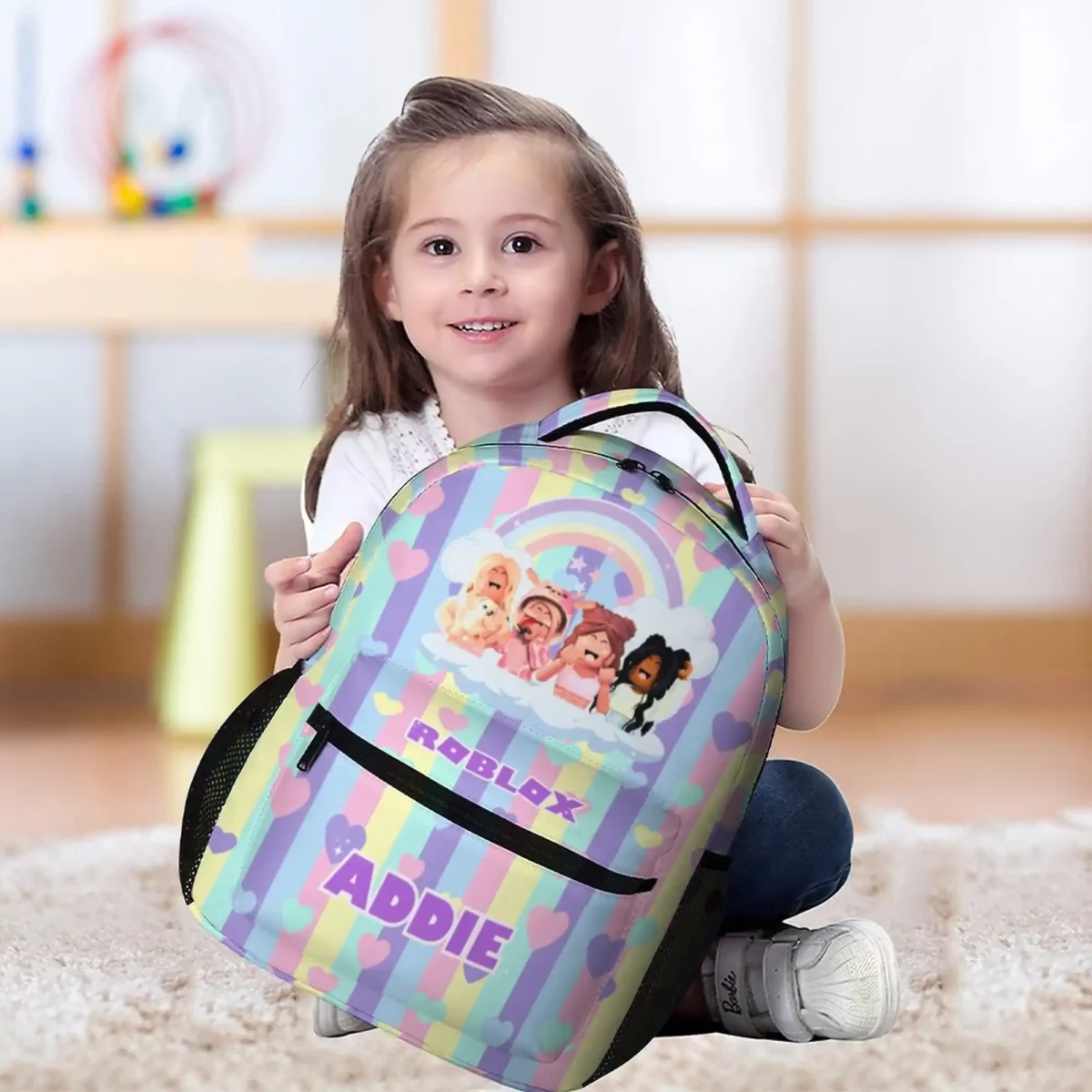 Personalized Pastel Colors, Hearted Roblox Girls Backpack Customizable name Cool Kiddo 22