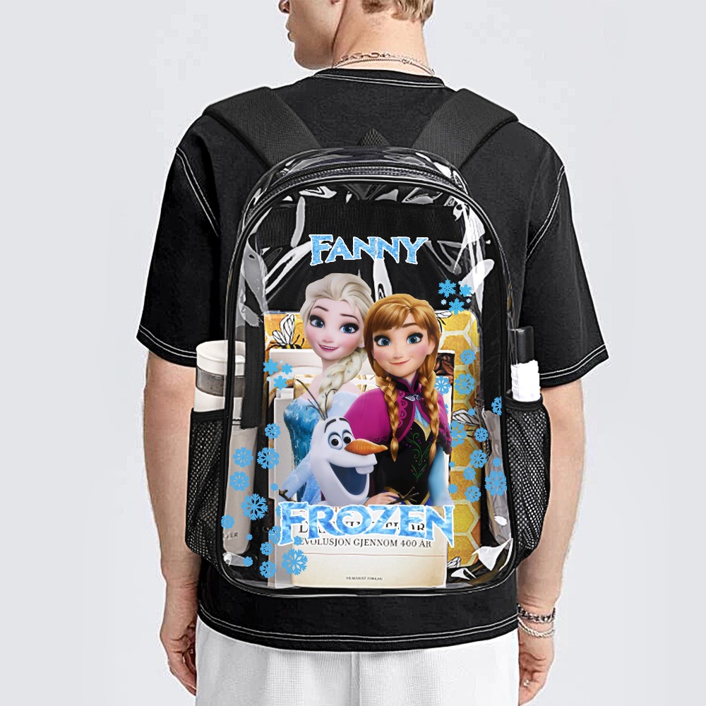 Personalized Disney’s Princesses from Frozen – Transparent Bag 17 inch 2024 New Clear Backpack Cool Kiddo 14