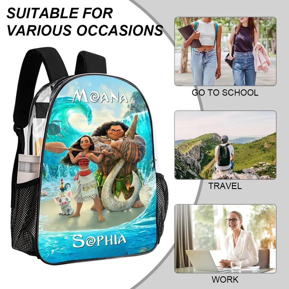 Personalized Moana Transparent Bag 17 inch 2024 New Clear Backpack Cool Kiddo 22