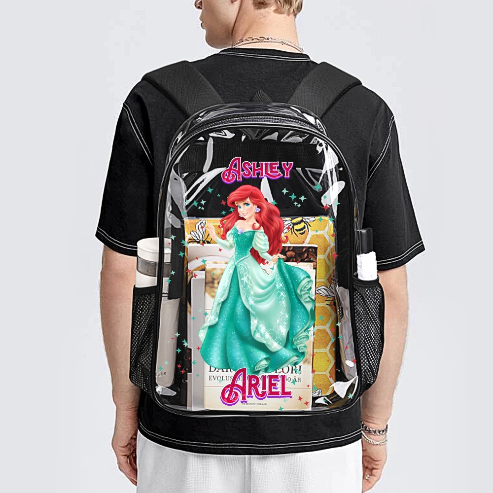 Personalized Disney’s Princess Ariel – Transparent Bag 17-inch 2024 New Clear Backpack Cool Kiddo 14