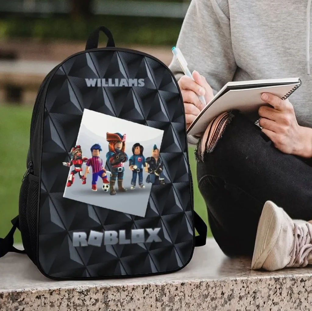 Personalized Black Roblox Backpack - Customizable Gift for Kids
