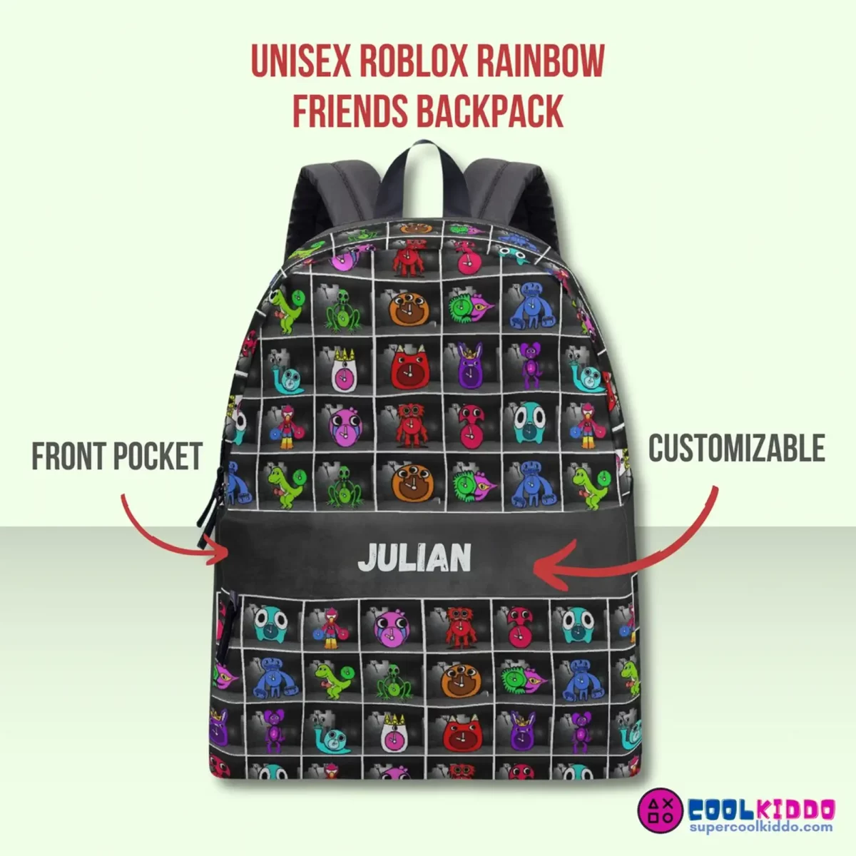 Personalized Name Garten of Banban Black Backpack | Lightweight and Waterproof Cool Kiddo 20
