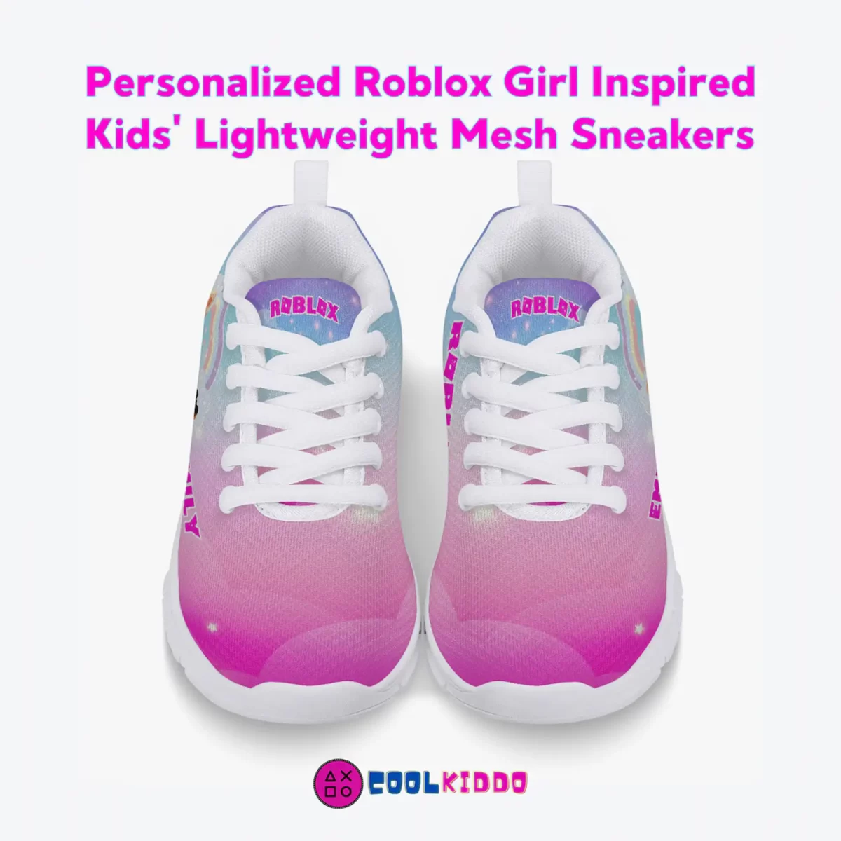 Personalized Girls Lightweight Mesh Sneakers Inspired by Roblox Girl Video Games Cool Kiddo 14