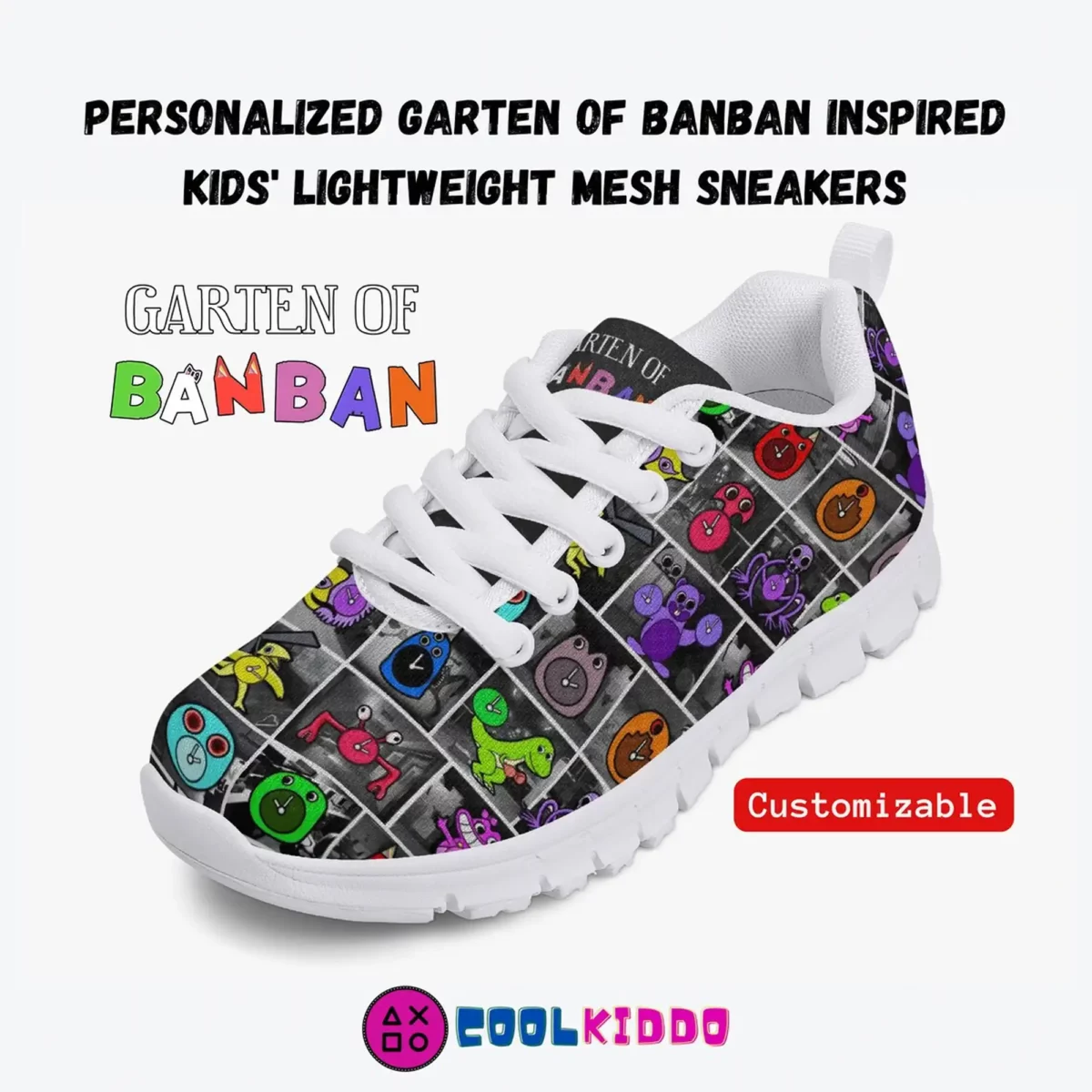 Personalized Garten of Banban Video Game Inspired Lightweight Mesh Blue Sneakers for kids/youth Cool Kiddo 10