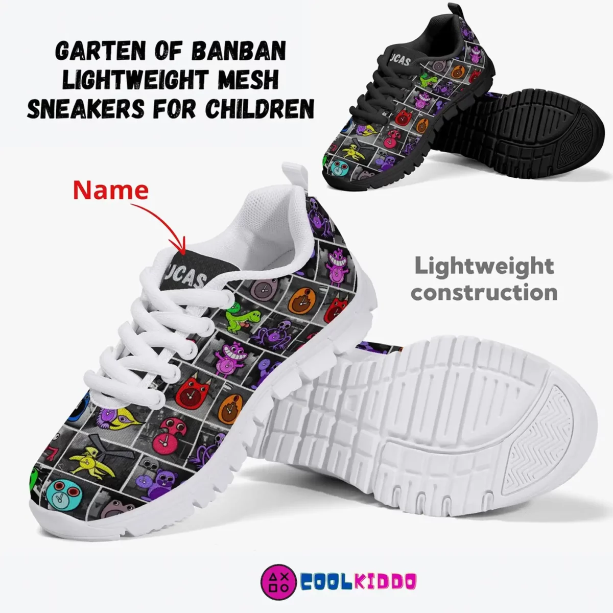 Personalized Garten of Banban Video Game Inspired Lightweight Mesh Blue Sneakers for kids/youth Cool Kiddo 24