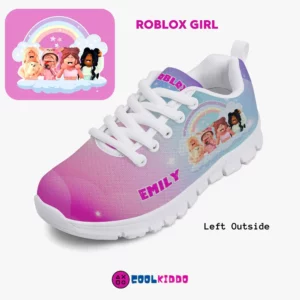 Personalized Girls Lightweight Mesh Sneakers Inspired by Roblox Girl Video Games Cool Kiddo 10