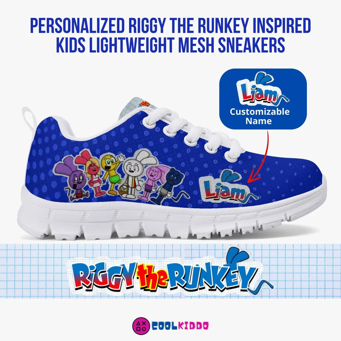 Personalized RiGGY the RUNKEY Lightweight Mesh Sneakers – Characters Printed Shoes for All Seasons Cool Kiddo 10