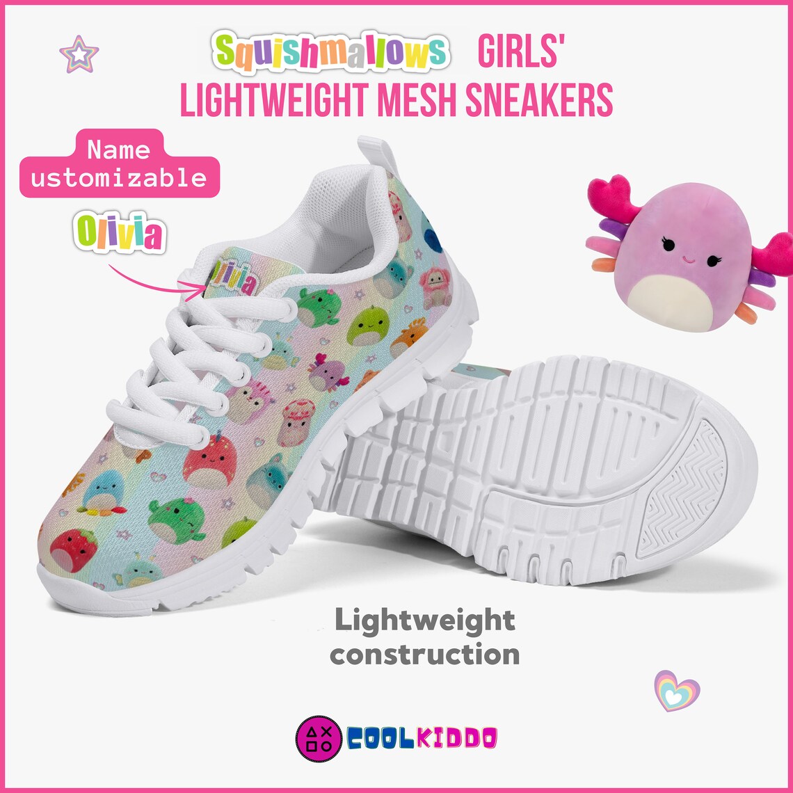 Personalized Squishmallows shoes for Kids’ Lightweight Mesh Sneakers Cool Kiddo 10