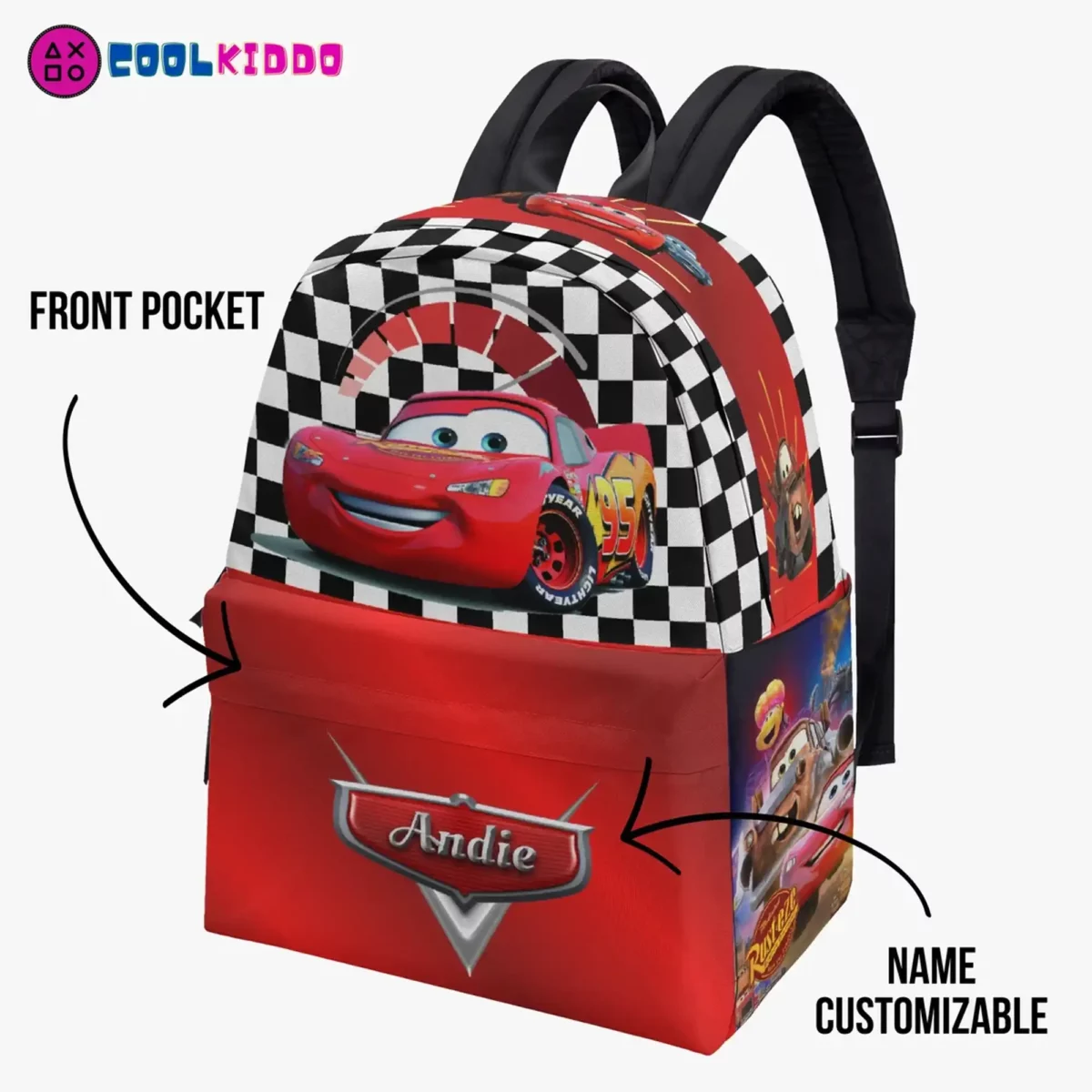 Personalized Lightning McQueen Red Backpack for Kids – Available in Three Sizes Cool Kiddo 14