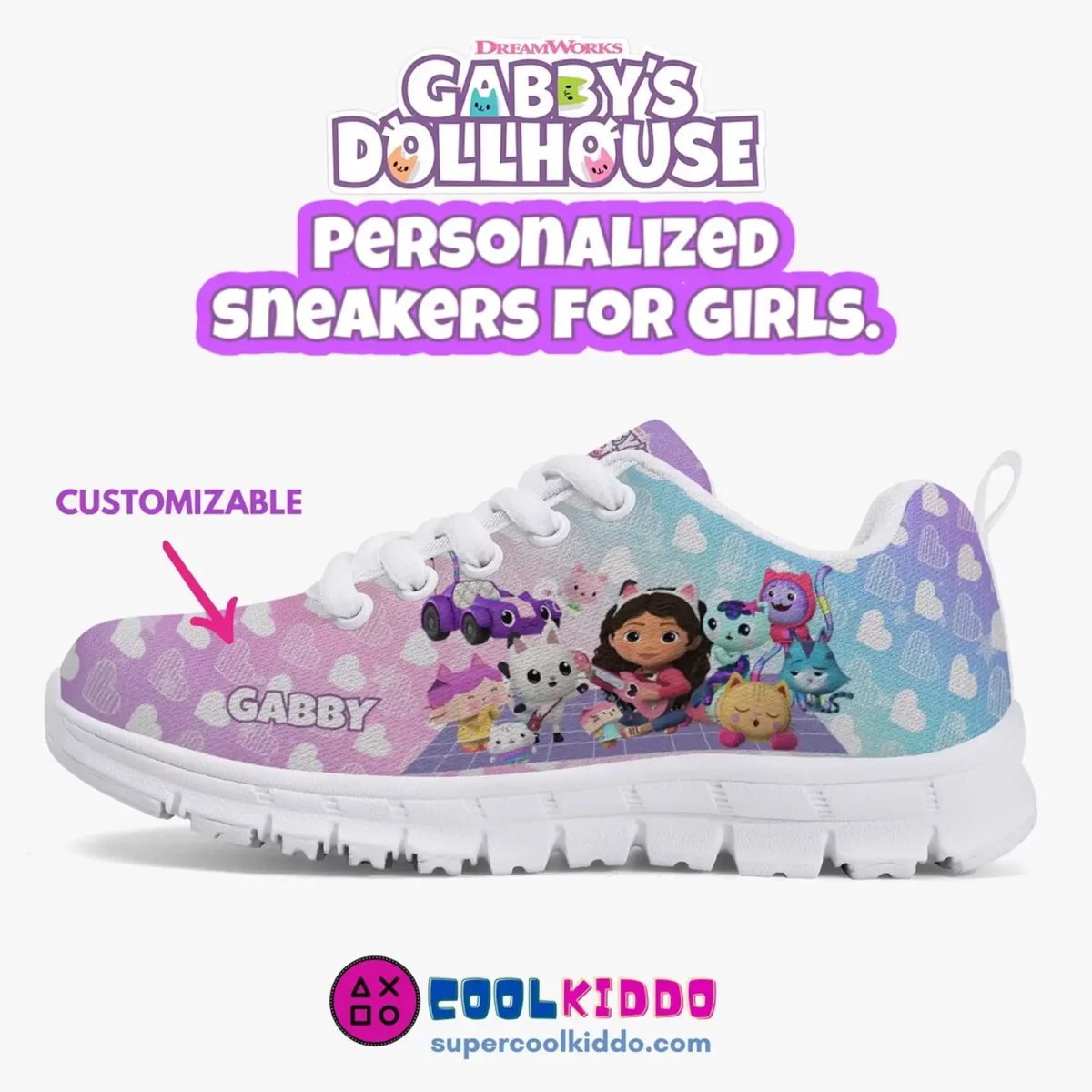 Personalized Gabby’s Dollhouse Inspired Athletic Shoes for Kids/Youth Lightweight Mesh Sneakers Cool Kiddo 10