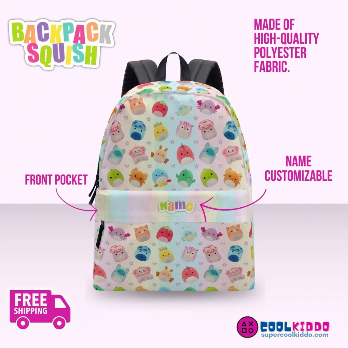 Personalized Squishmallows Backpack for Kids – Book Bag Available in Three Sizes Cool Kiddo 14