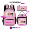 Personalized Roblox Pink Backpack for Girls – Three-Piece Set: Backpack, Lunch Bag, and Pencil Case Cool Kiddo 26