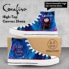 Custom Coraline High-Top Canvas Sneakers, Tim Burton’s animated movie Inspired Casual Shoes for Youth/Adults Cool Kiddo 32