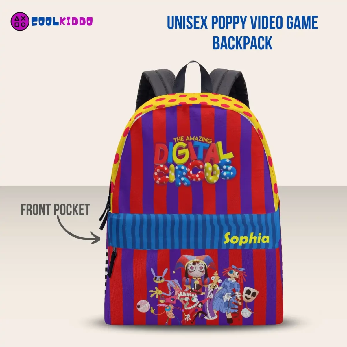 Amazing Digital Circus All-Over-Print Canvas Backpack for kids. Three Sizes School bag Cool Kiddo 12