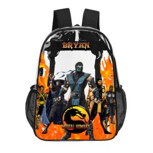 Customized Mortal Kombat Backpack Video Game Inspired Transparent Bag 17-inch Clear Book Bag for School – Name personalized Cool Kiddo 10