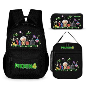 PIKMIN 4 Book Bag with Video Game Characters – Black Backpack Bundle Cool Kiddo