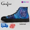 Custom Coraline High-Top Canvas Sneakers, Tim Burton’s animated movie Inspired Casual Shoes for Youth/Adults Cool Kiddo 42