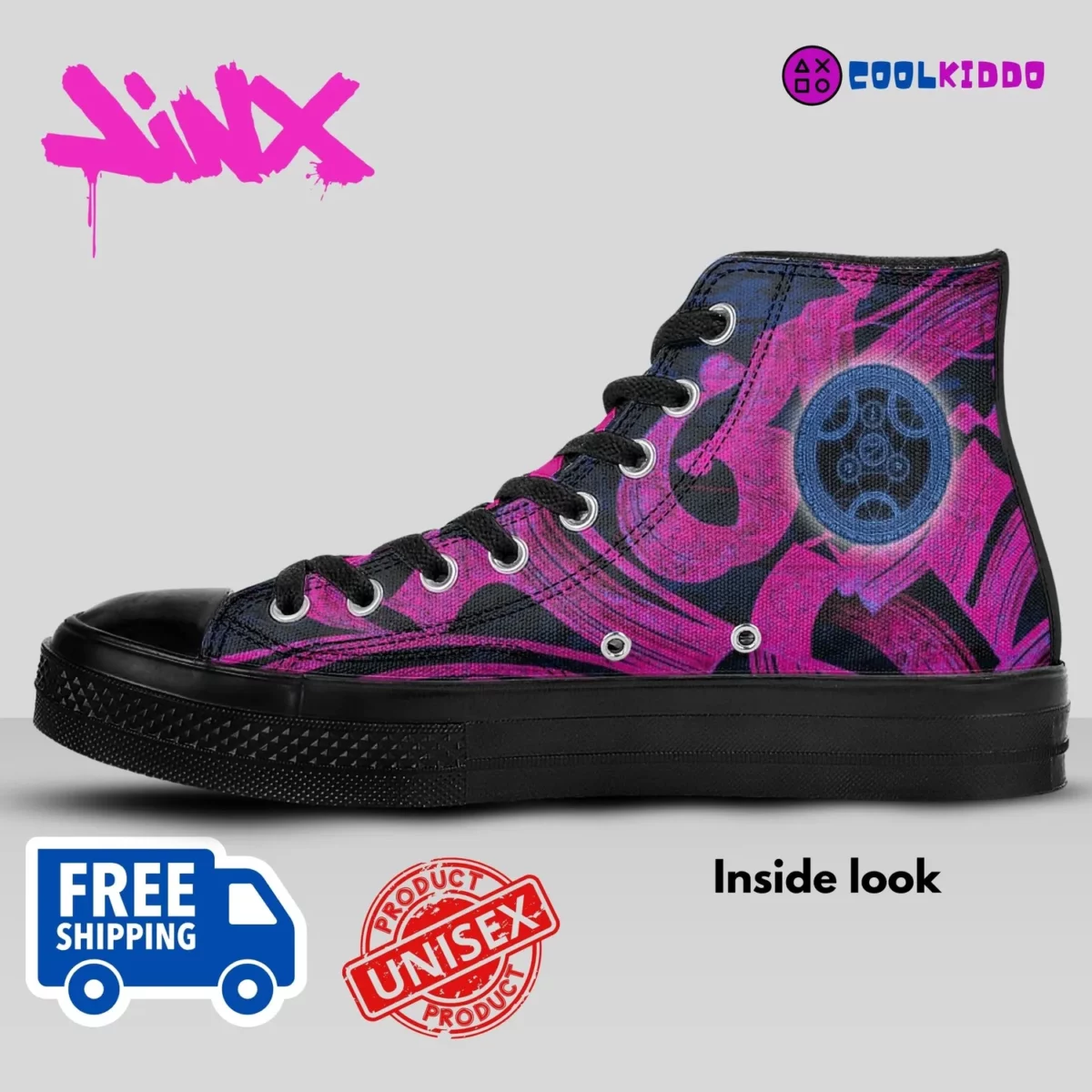 Custom Jinx from ARCANE High-Top Canvas Sneakers, Animated Series Inspired Casual Shoes for Youth/Adults Cool Kiddo 16
