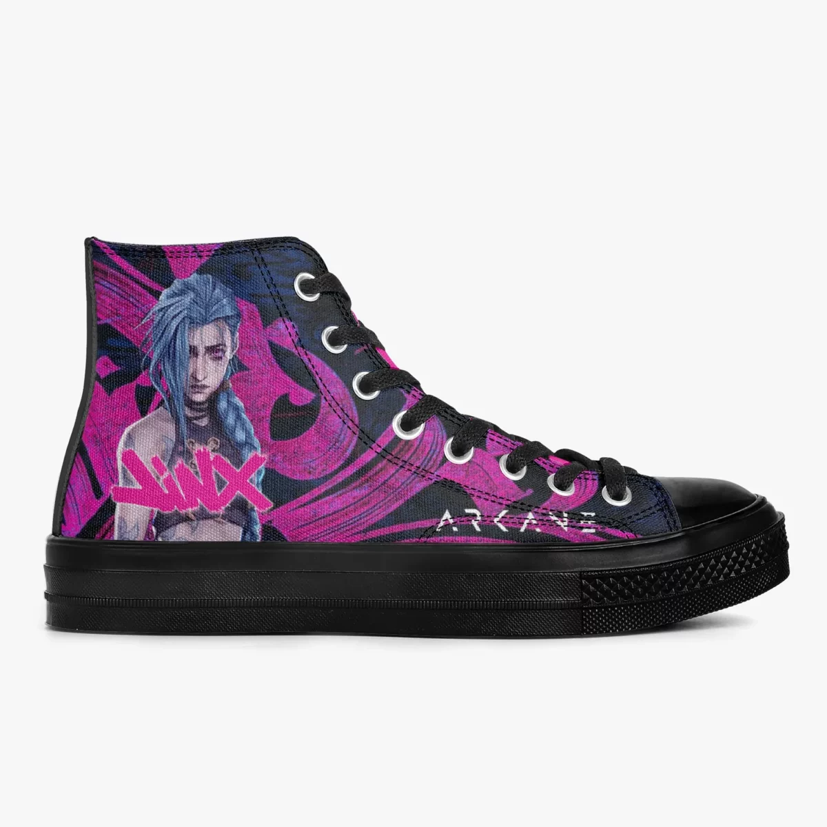 Custom Jinx from ARCANE High-Top Canvas Sneakers, Animated Series Inspired Casual Shoes for Youth/Adults Cool Kiddo 24