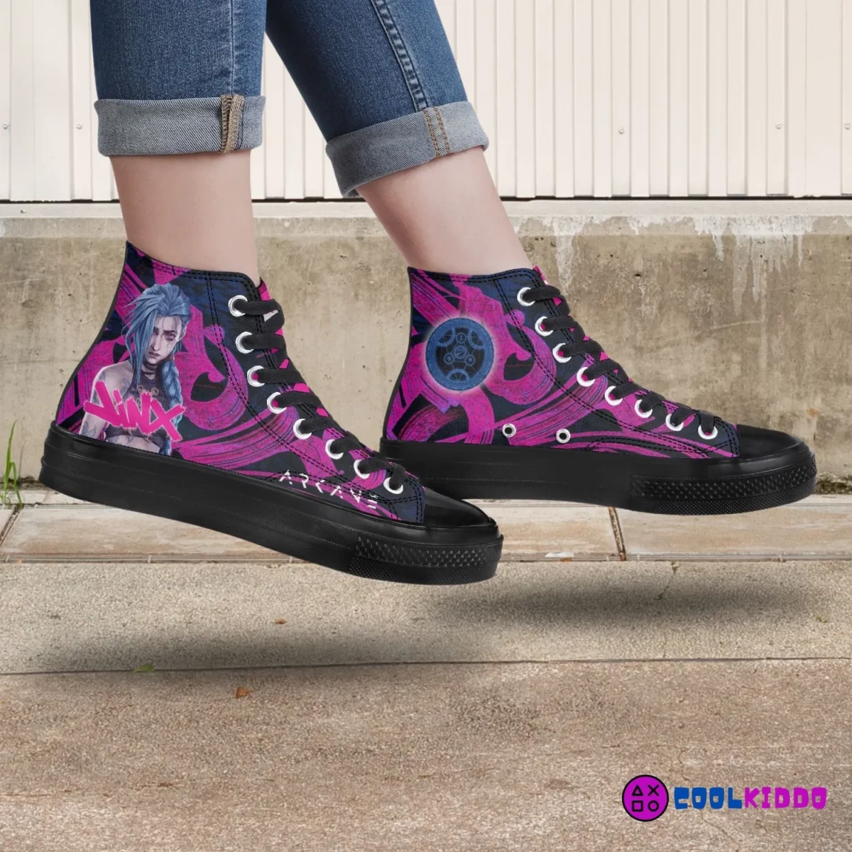 Custom Jinx from ARCANE High-Top Canvas Sneakers, Animated Series Inspired Casual Shoes for Youth/Adults Cool Kiddo 20