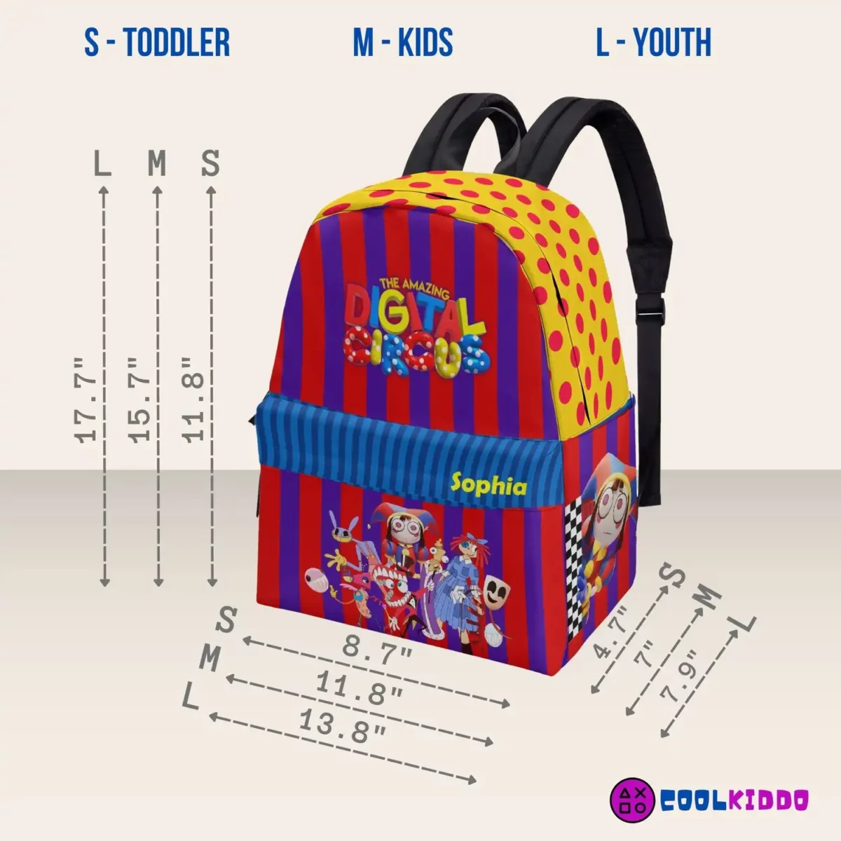 Amazing Digital Circus All-Over-Print Canvas Backpack for kids. Three Sizes School bag Cool Kiddo 20