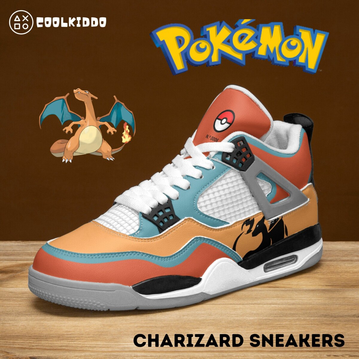 Charizard (Pokémon) AJ4 Basketball Sneakers – Grey Sole Cool Kiddo 10